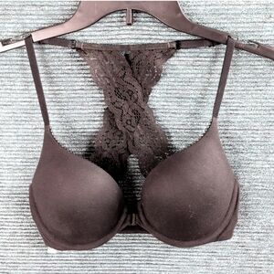 Victoria's Secret Body By Victoria Front Clasp Lace Racerback Bra Size 32D